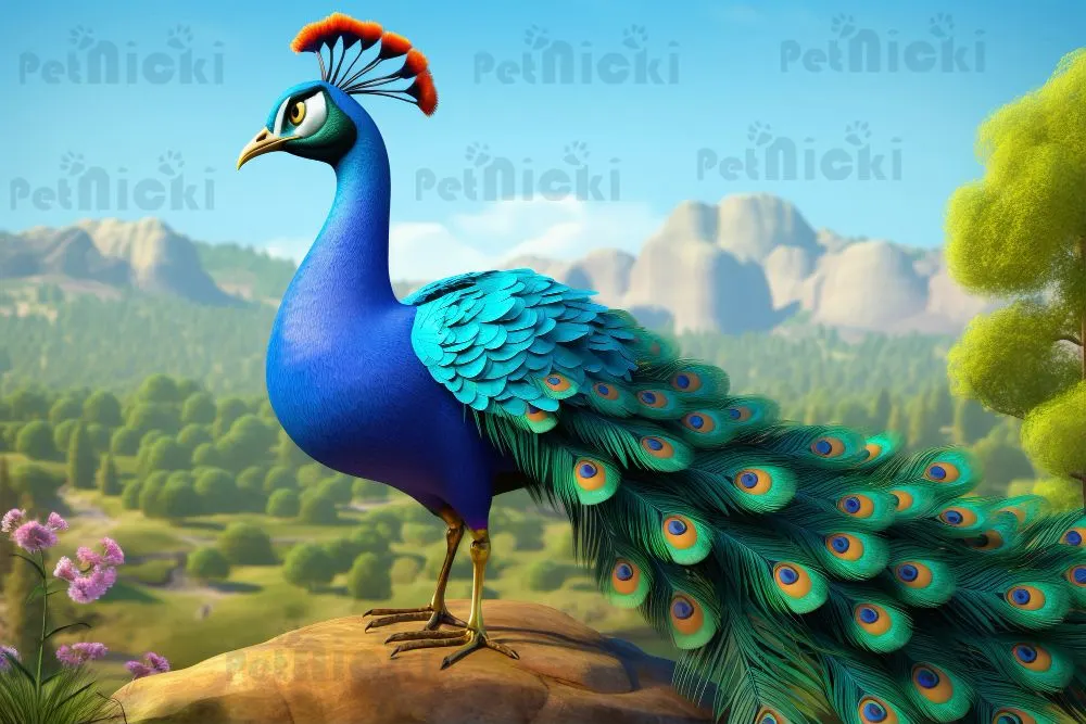 A beautiful peacock showing its feathers