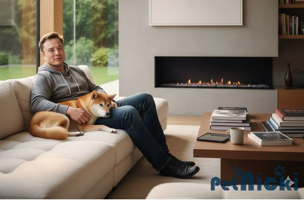 Elon Musk relaxing with his dog, showcasing his love for pets