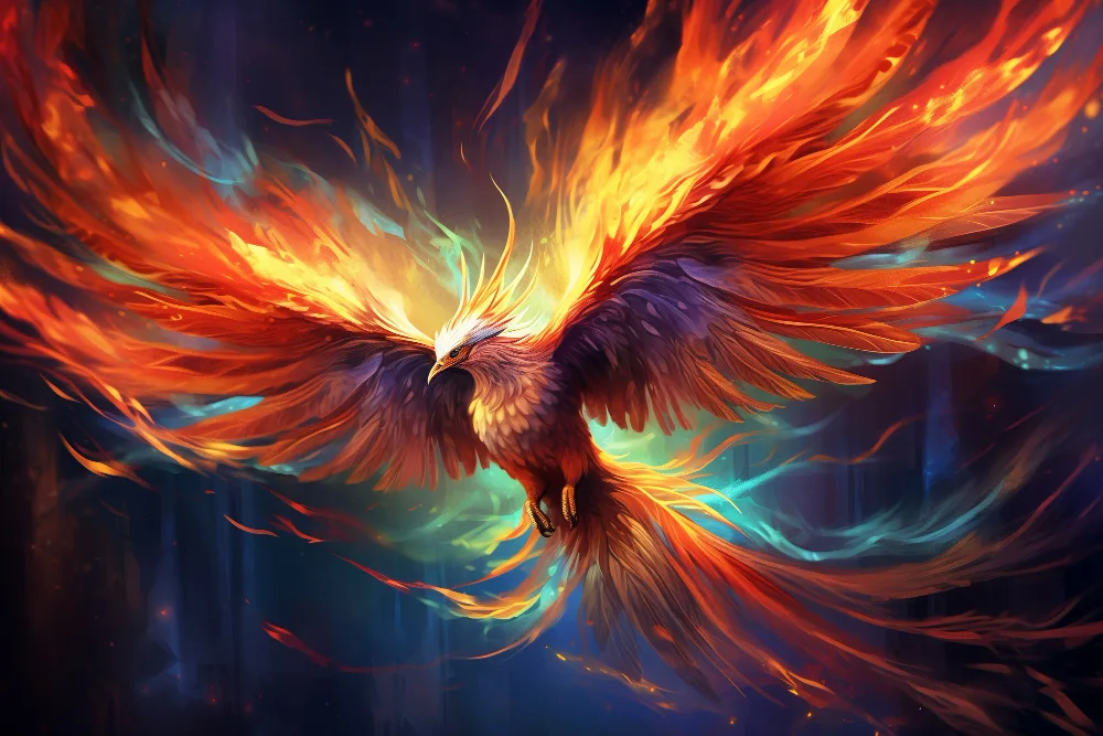 phoenix with mystical fire aura