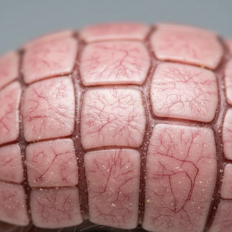 Close-up of Pink Fairy Armadillo shell showing pink color from blood vessels