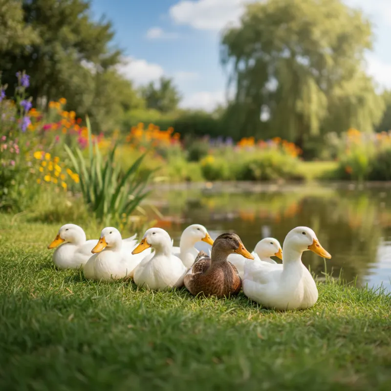 calm friendly ducks together