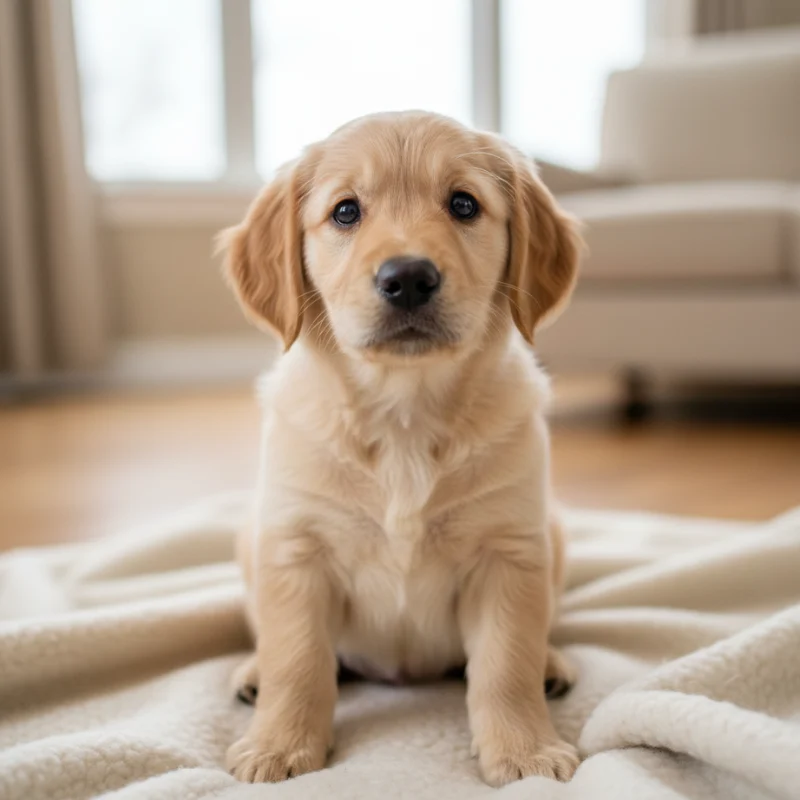 8-week-old puppy showing typical size and development at adoption age