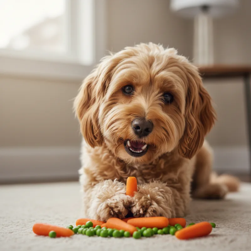 dog eating carrots