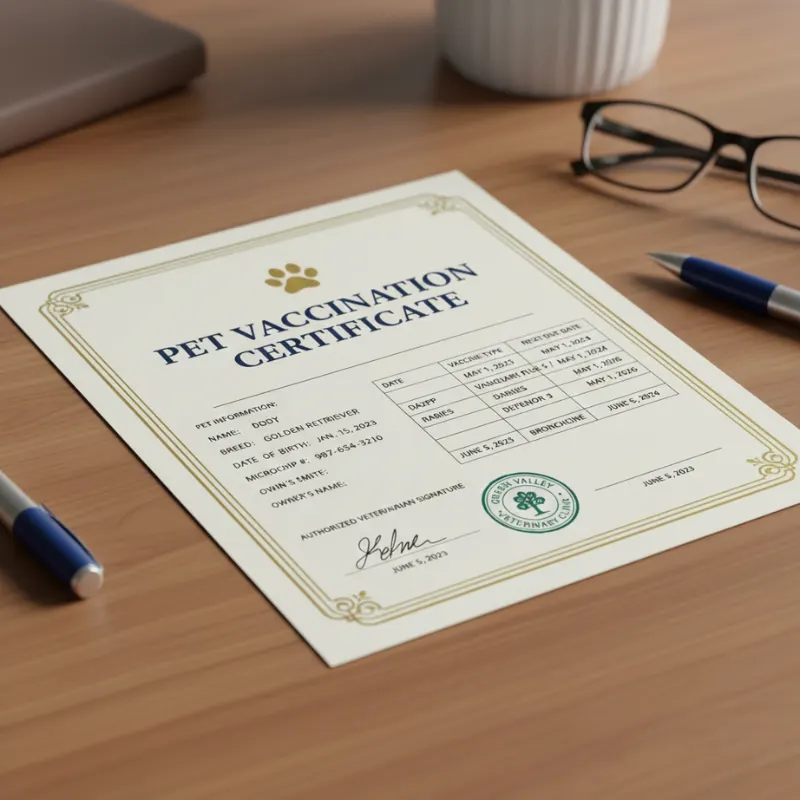 Pet vaccination records and certificates