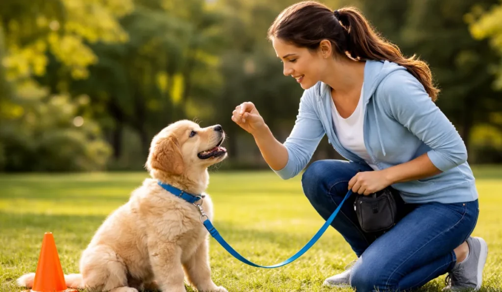Private puppy training session with certified trainer in USA