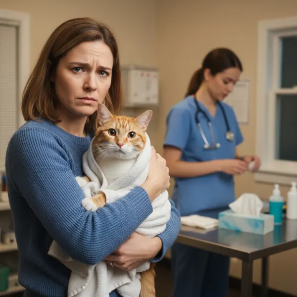 cat with breathing difficulty at vet clinic