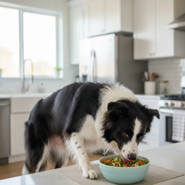 Pregnant dog eating nutritious food