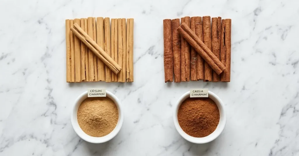 ceylon vs cassia cinnamon sticks and powder comparison