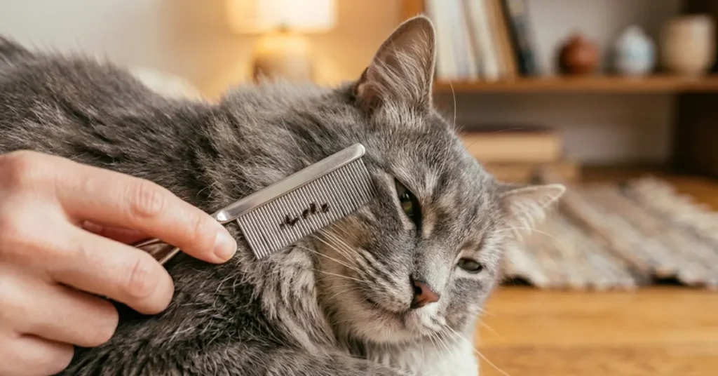 using flea comb on cat to remove fleas