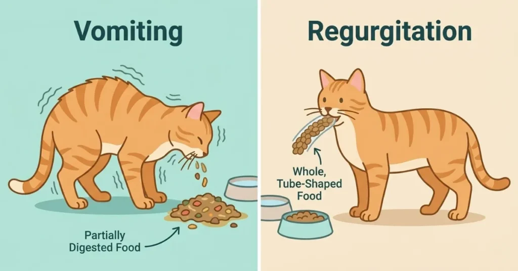 cat vomiting vs regurgitation difference