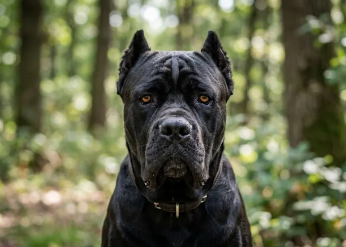 Cane Corso dog with muscular build and alert expression