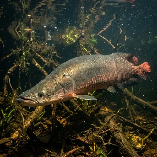 Arapaima pirarucu giant fish in Amazon river
