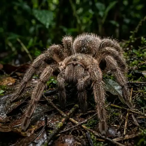 Goliath birdeater tarantula in Amazon rainforest