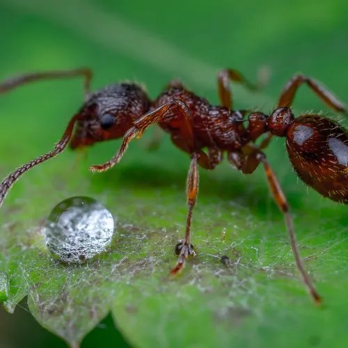 Leafcutter ant carrying leaf in Amazon rainforest
