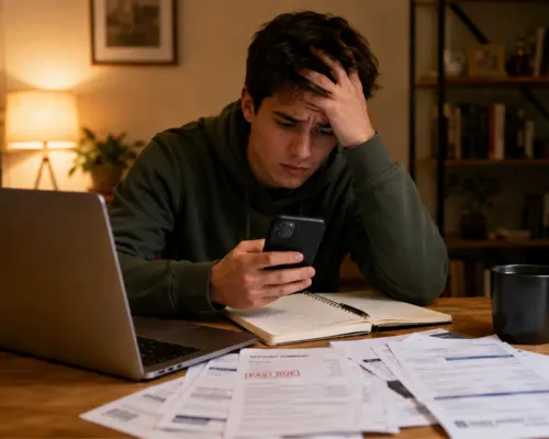 Person researching veterinary loan options online