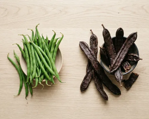 Guar beans and carob pods, natural sources of guar gum and locust bean gum